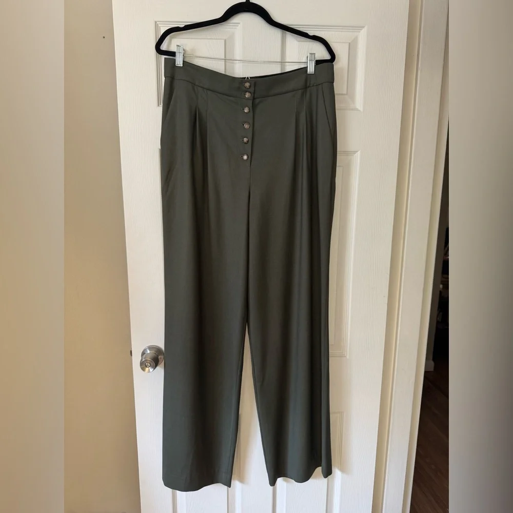 Sezane Women's NWT Cesar Olive Wide Leg trousers - Picture 1 of 8